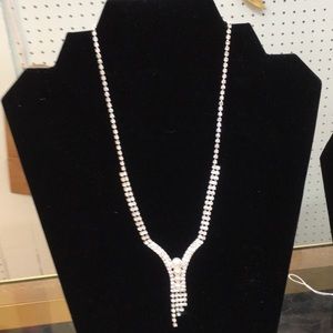 Diamanté necklace with faux pearl detail